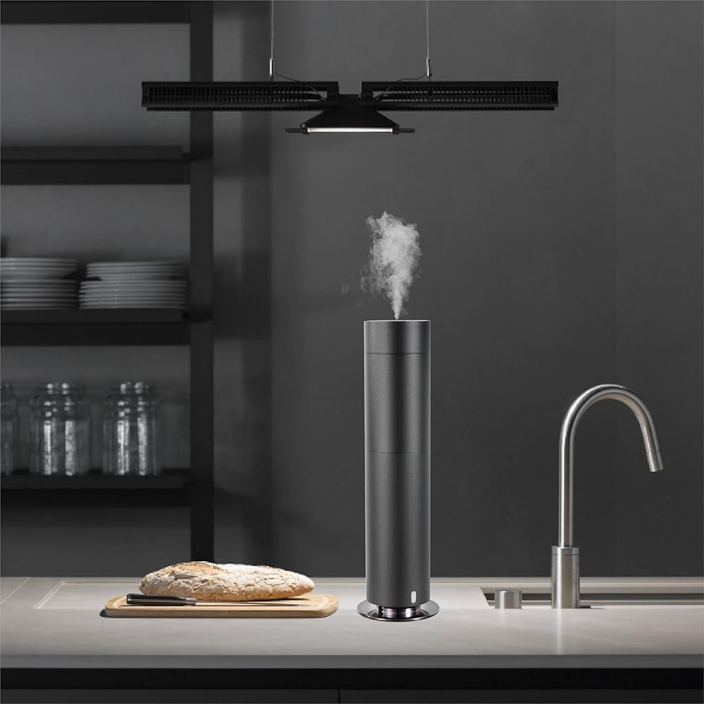 Flycross Diffuseur Huiles Essentielles, humidificateurs à ultrasons pour Grande pièce, Couvercle Métallique, Diffuseur Parfum Maison avec Commutation Automatique, Le Noir : Hygiène et Santé