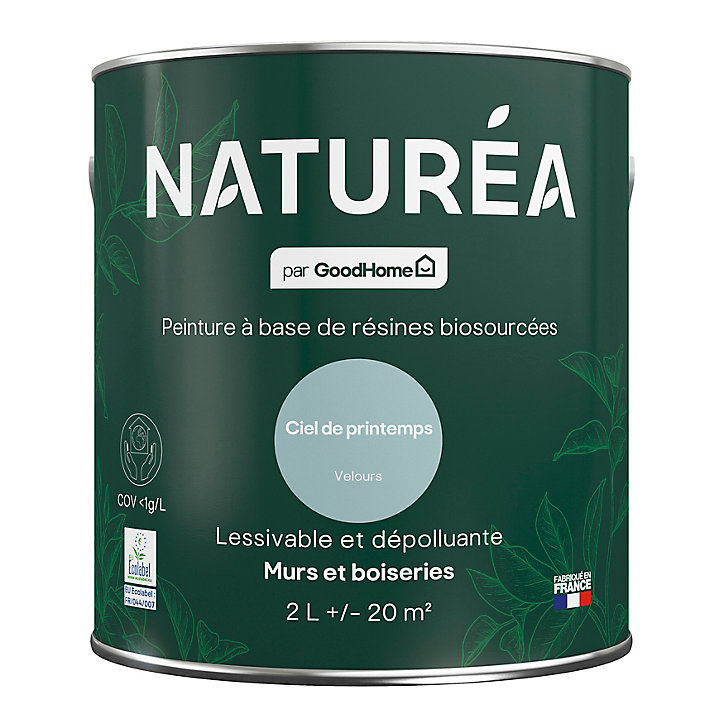 Peinture murs et boiseries Naturéa par GoodHome ciel de printemps velours 2L