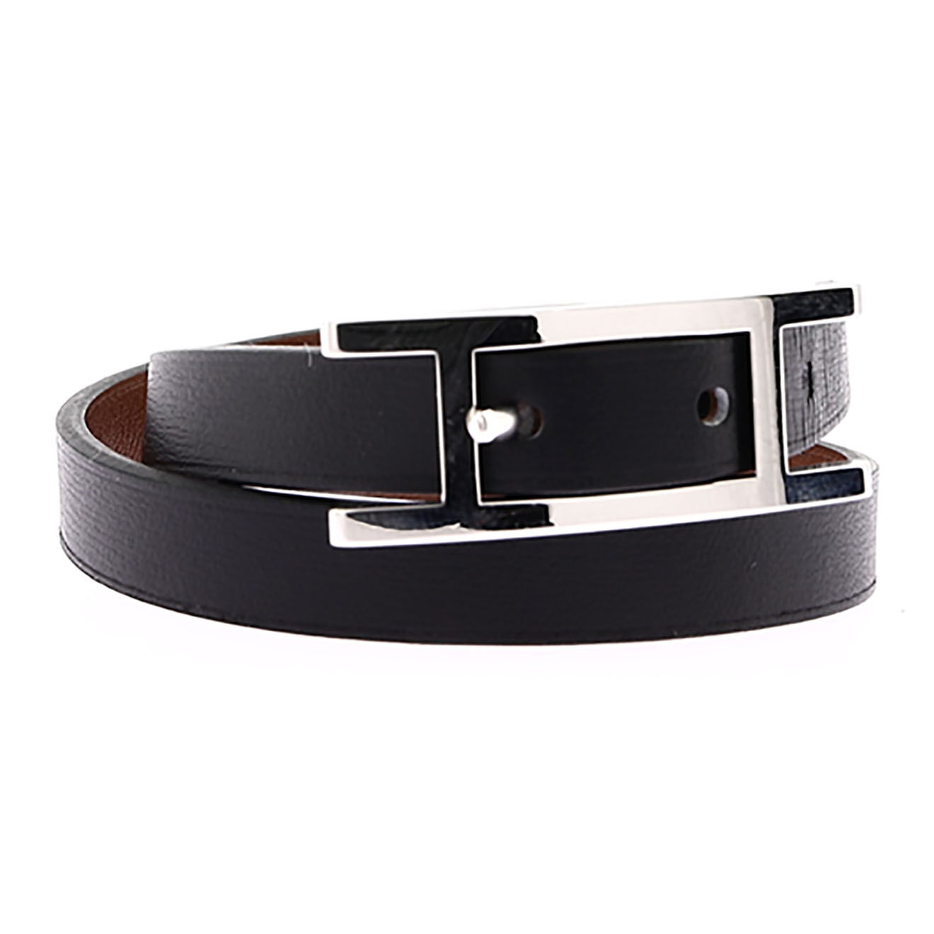 Hermès Bracelet double tour Behapi en Cuir noir - Neuf sans étiquette