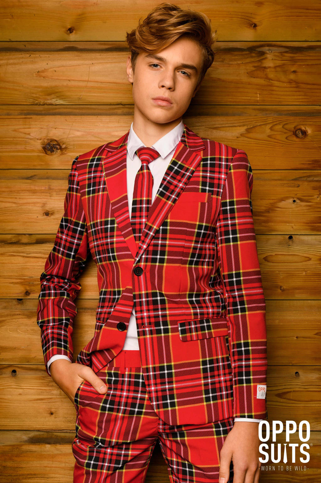 OppoSuits geruit kostuum The Lumberjack rood