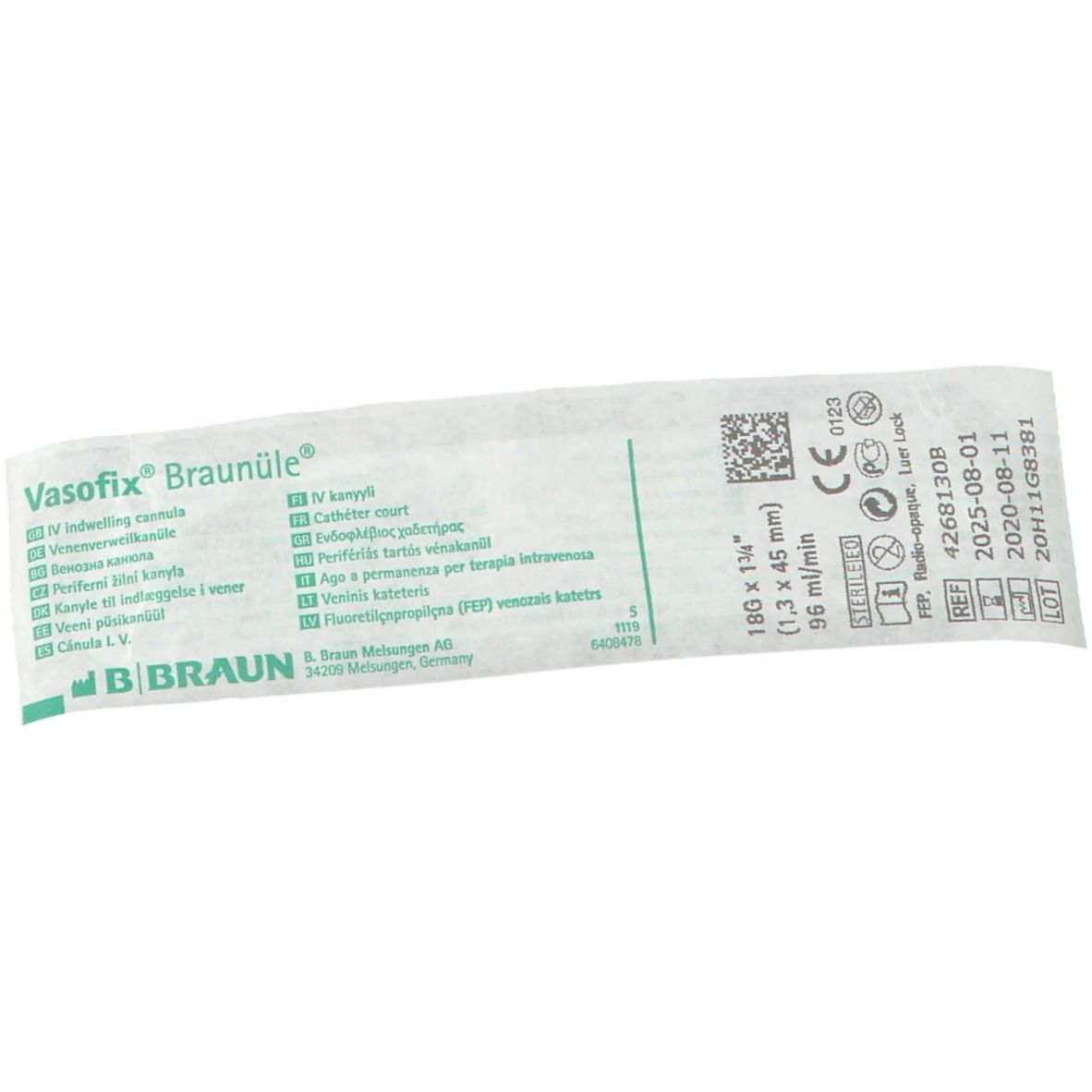 Vasofix® Braunüle® 1,30 x 45 mm G 18 grün