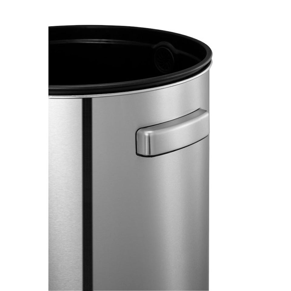 PROREGAL Stijlvolle open afvalbak van geborsteld roestvrij staal 60 liter HxØ 68,5 x 40,5 cm Zilver