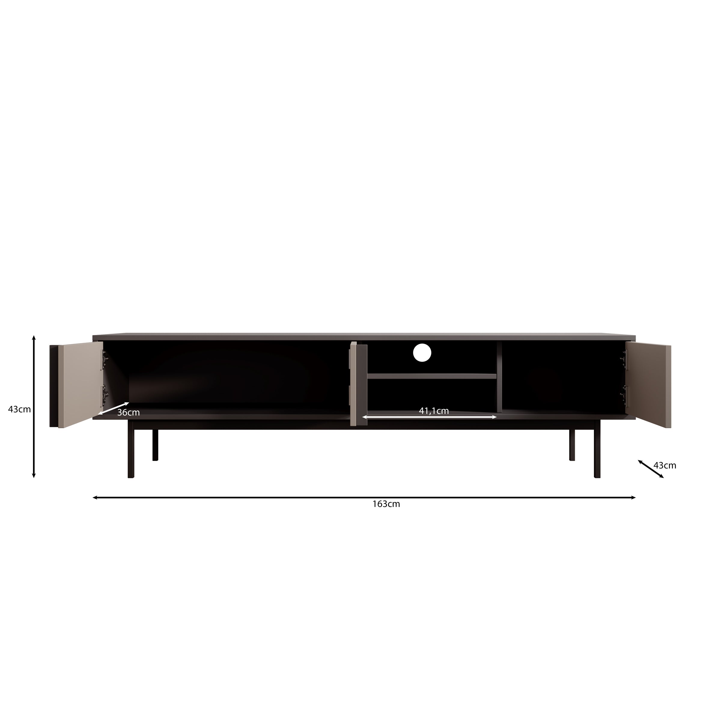 Antigo - TV-Meubel - Eiken/Antraciet - 163x43x43 cm