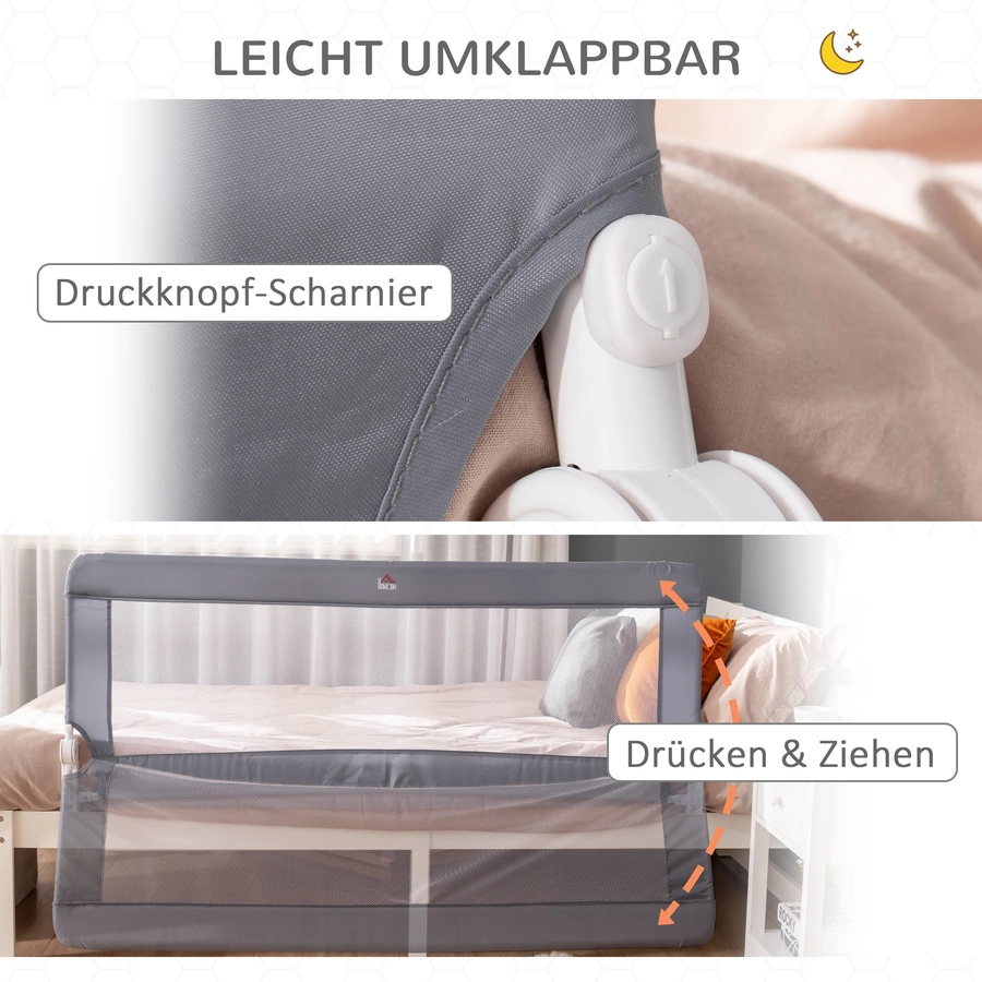 HOMCOM Bettgitter mit Schutzanker grau