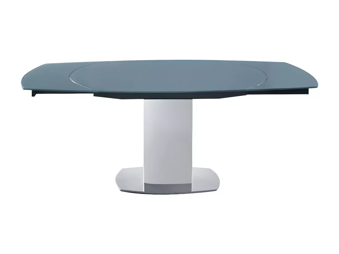 Table à manger extensible TALICIA - Verre trempé & métal - 6 à 8 personnes - Coloris Gris