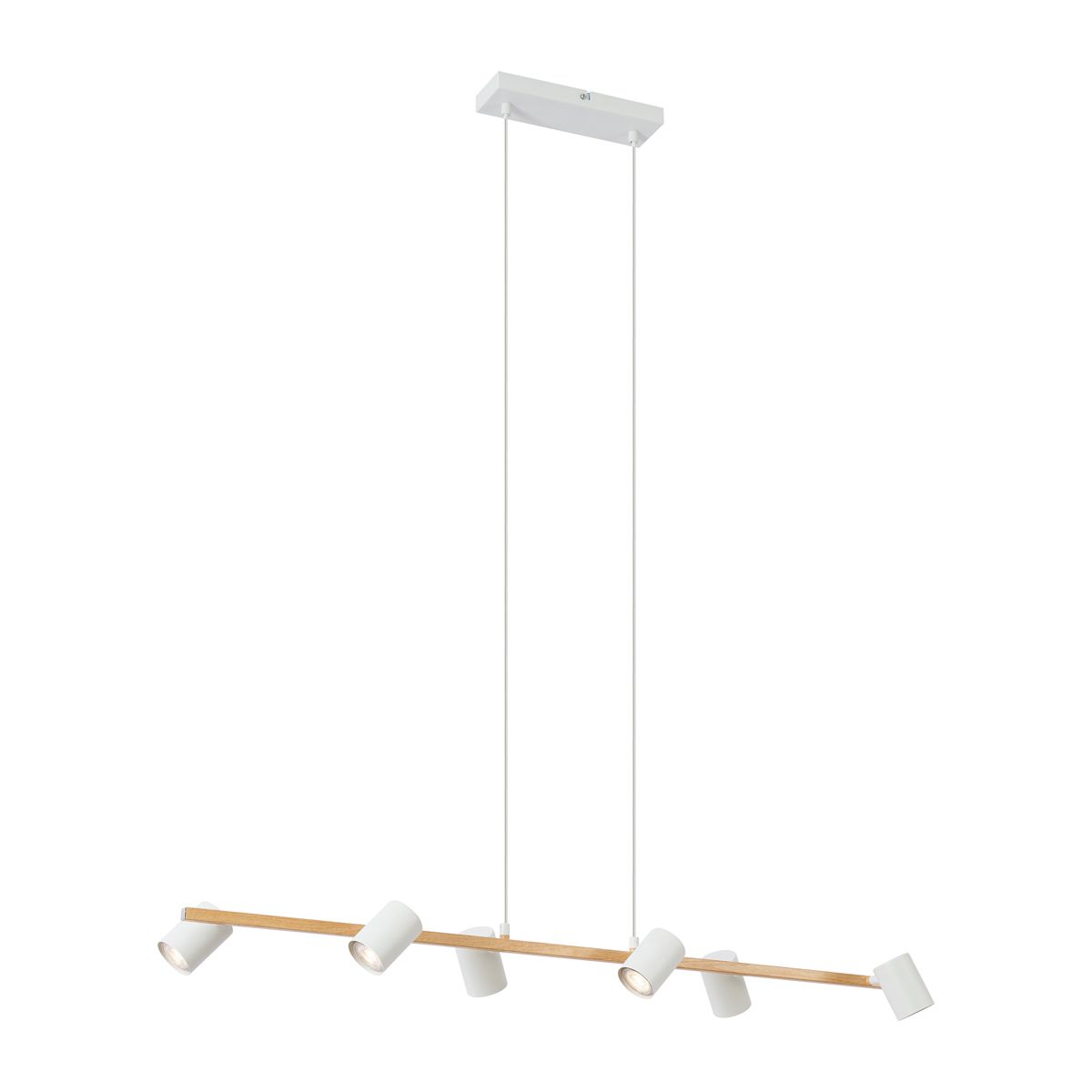 Moderne hanglamp hout print met wit 6-lichts - Jeana Straight