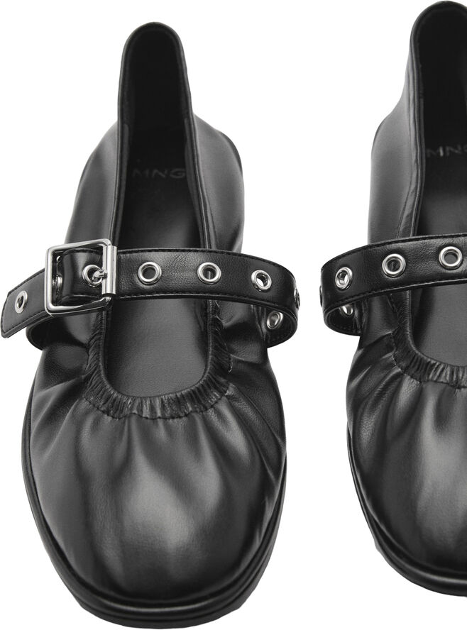 MANGO Round-toe ballerina shoes with buck Black