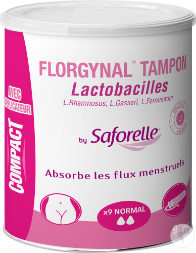 Saforelle Florgynal Tampon Compact Probiotique Normal 9 Pièces
