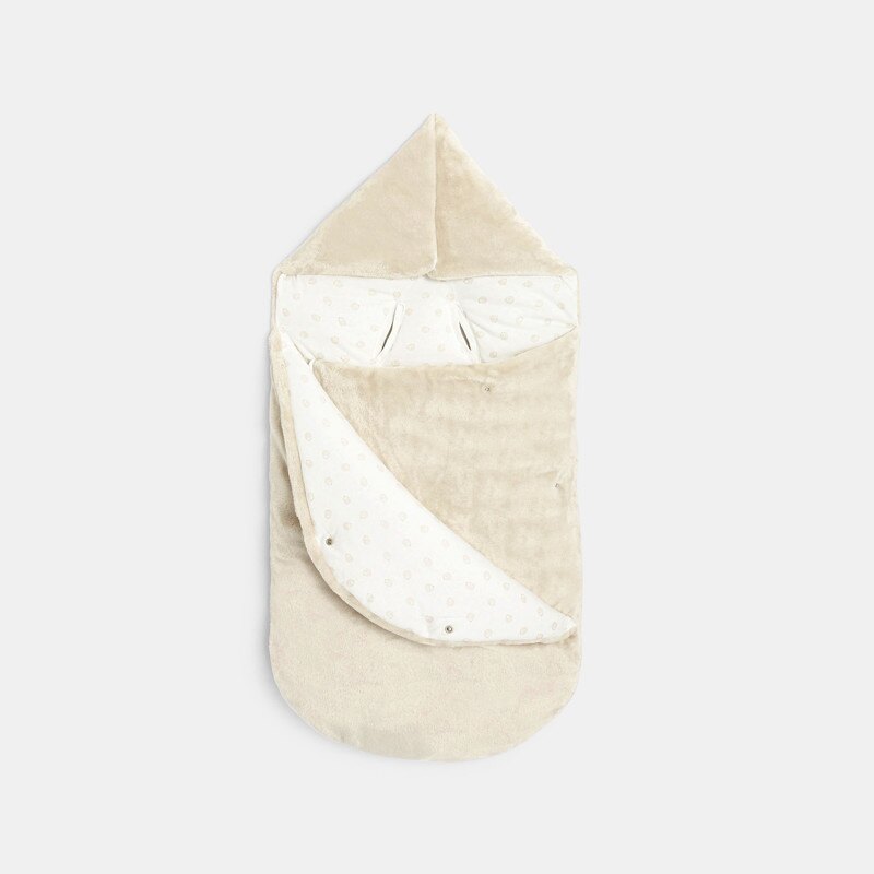 Nid d'ange molletonné en velours beige naissance Beige
