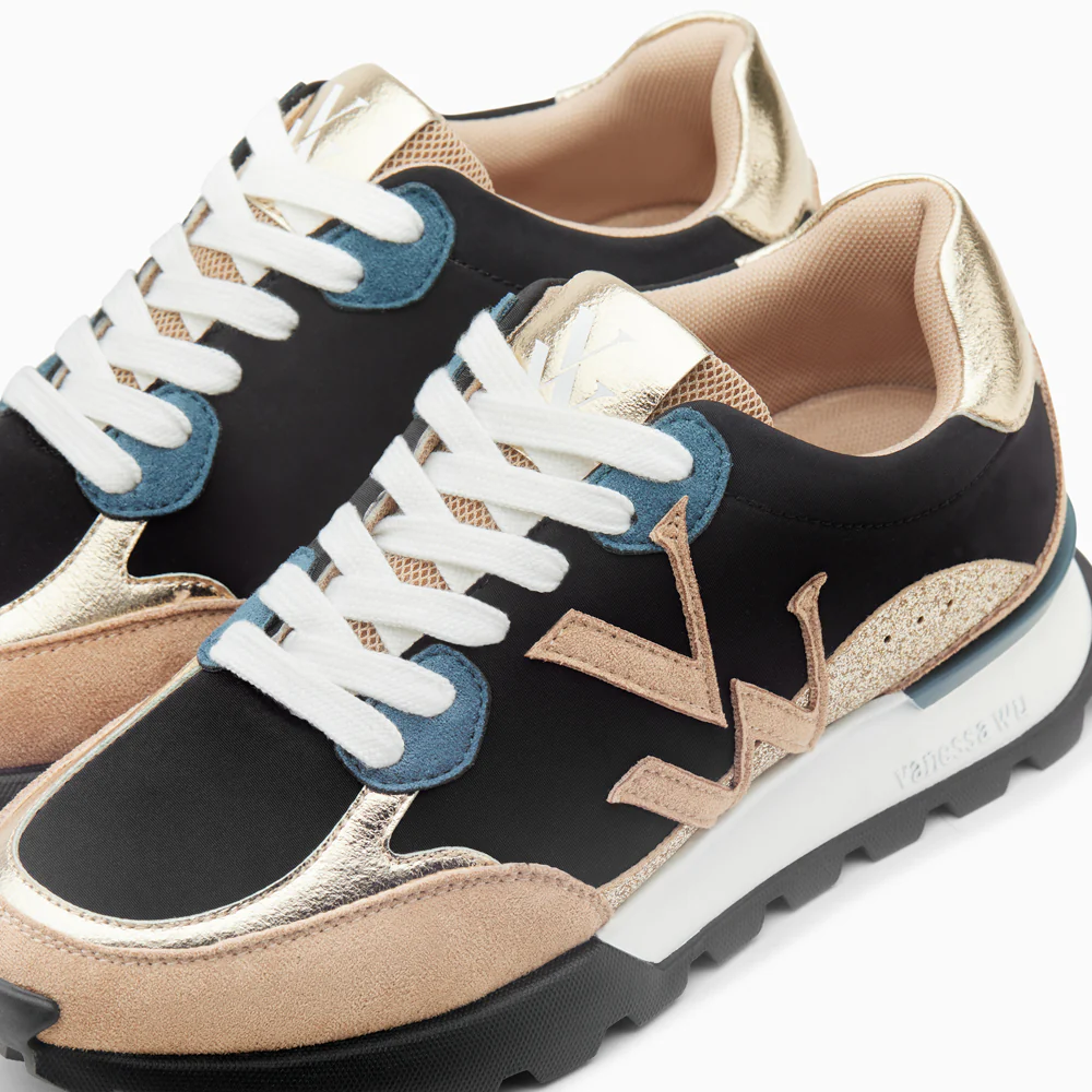 Sneakers-Baskets monogramme Caterina noir à semelle running