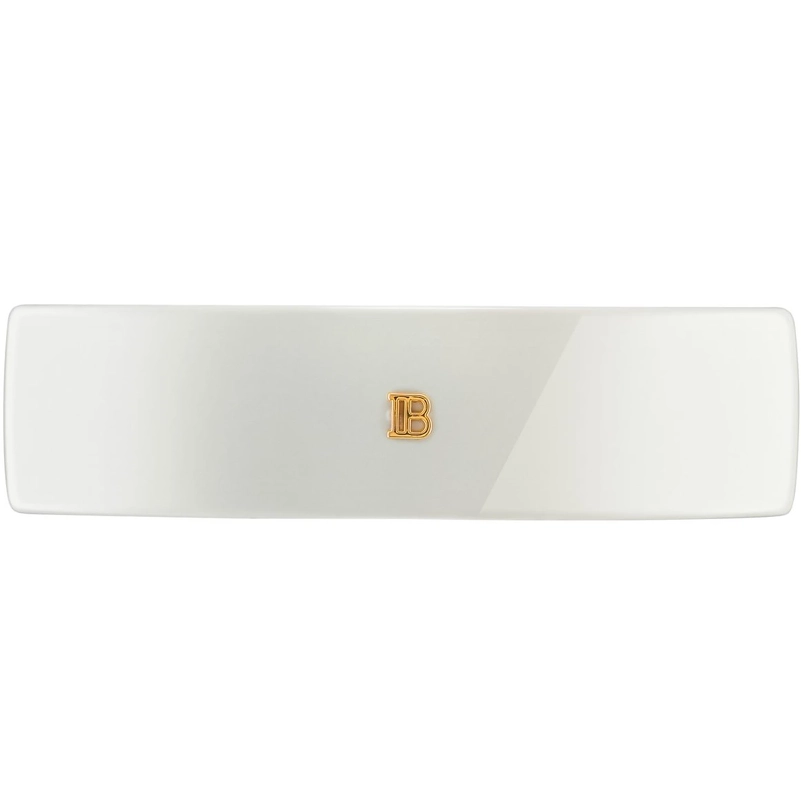 Balmain Accessories Cellulose Acetate Barrette pour Cheveux Large White 18k Gold