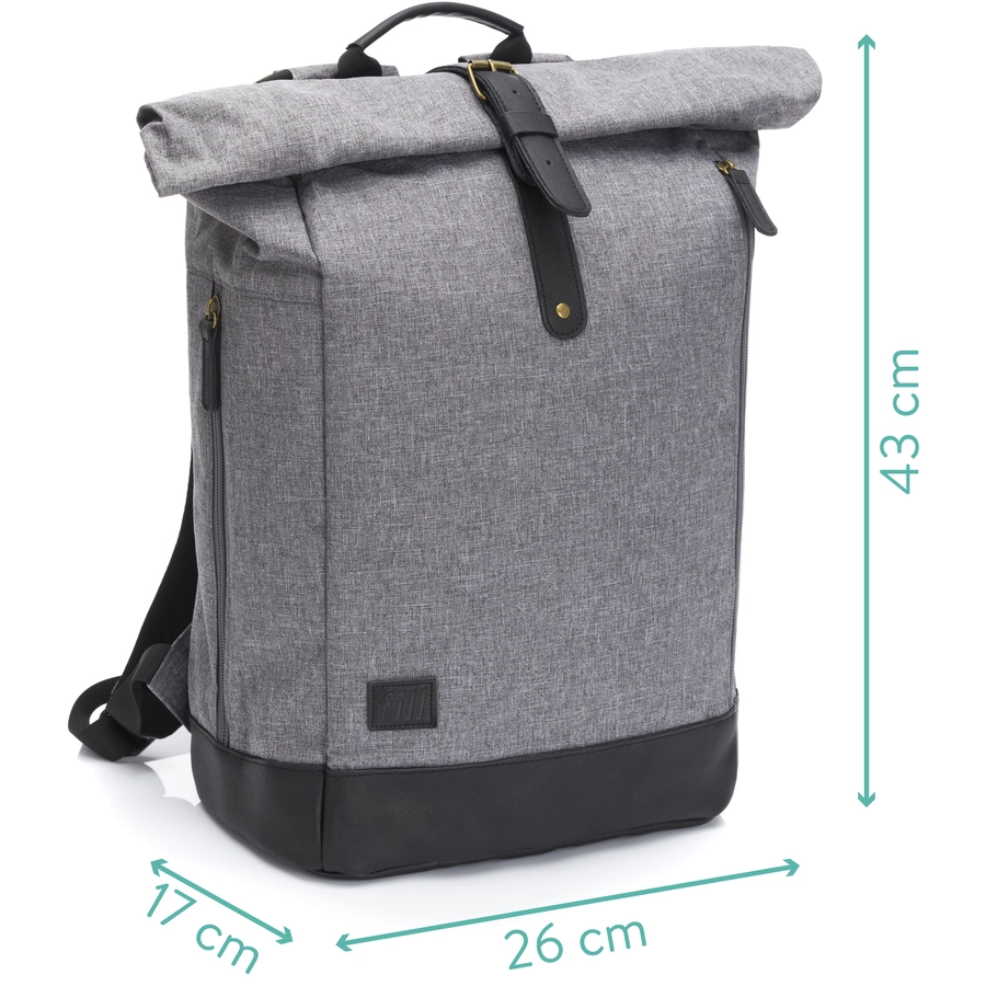Fillikid Wickelrucksack Rolltop Berlin grau schwarz