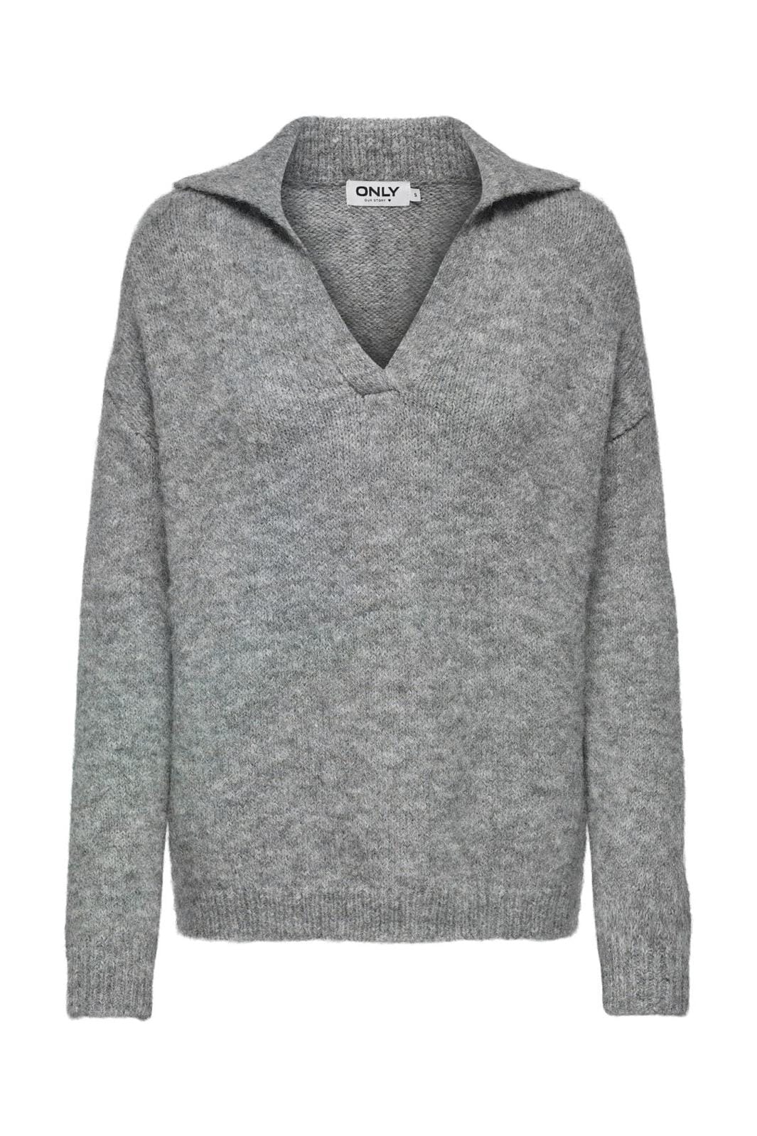 Only Onlmaggie Life Ls Split Neck Cc Knt 4578769 light grey melange