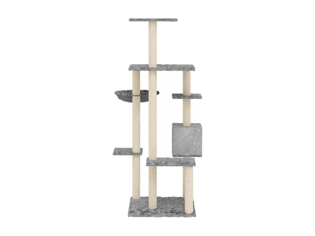 Arbre à chat avec griffoirs en sisal Gris clair 142 cm