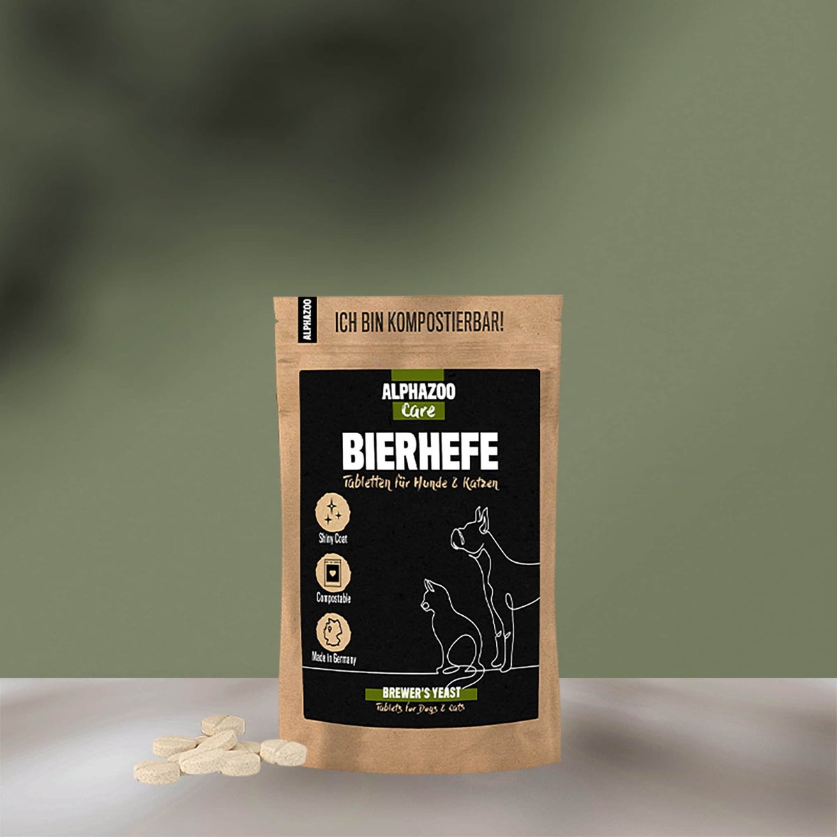 ALPHAZOO Biergisttabletten 75 g voor honden en katten | Glanzende vacht en gezonde huid