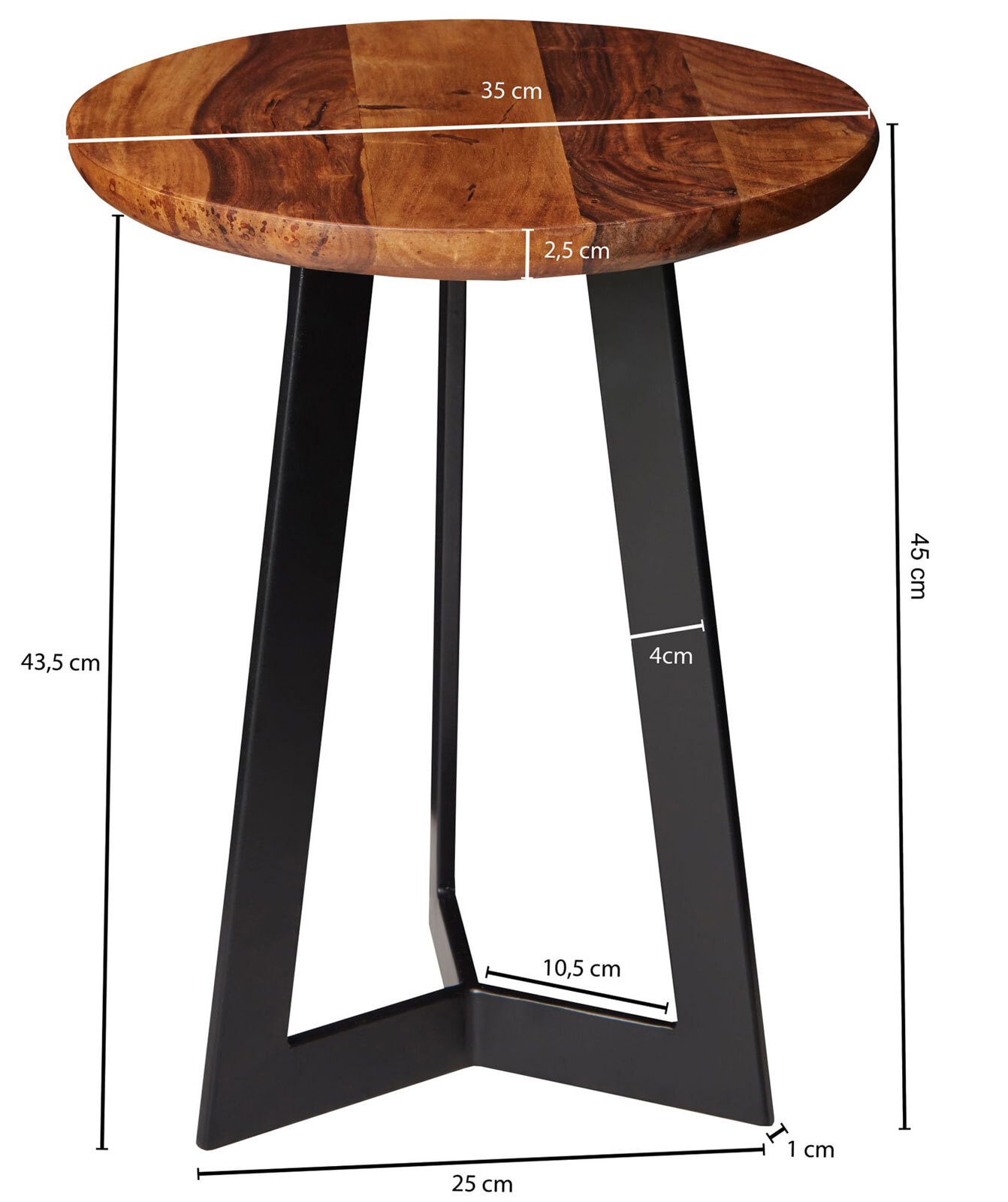 Beistelltisch Obour massiv Sheesham Metall 35 x 35 x 45 cm