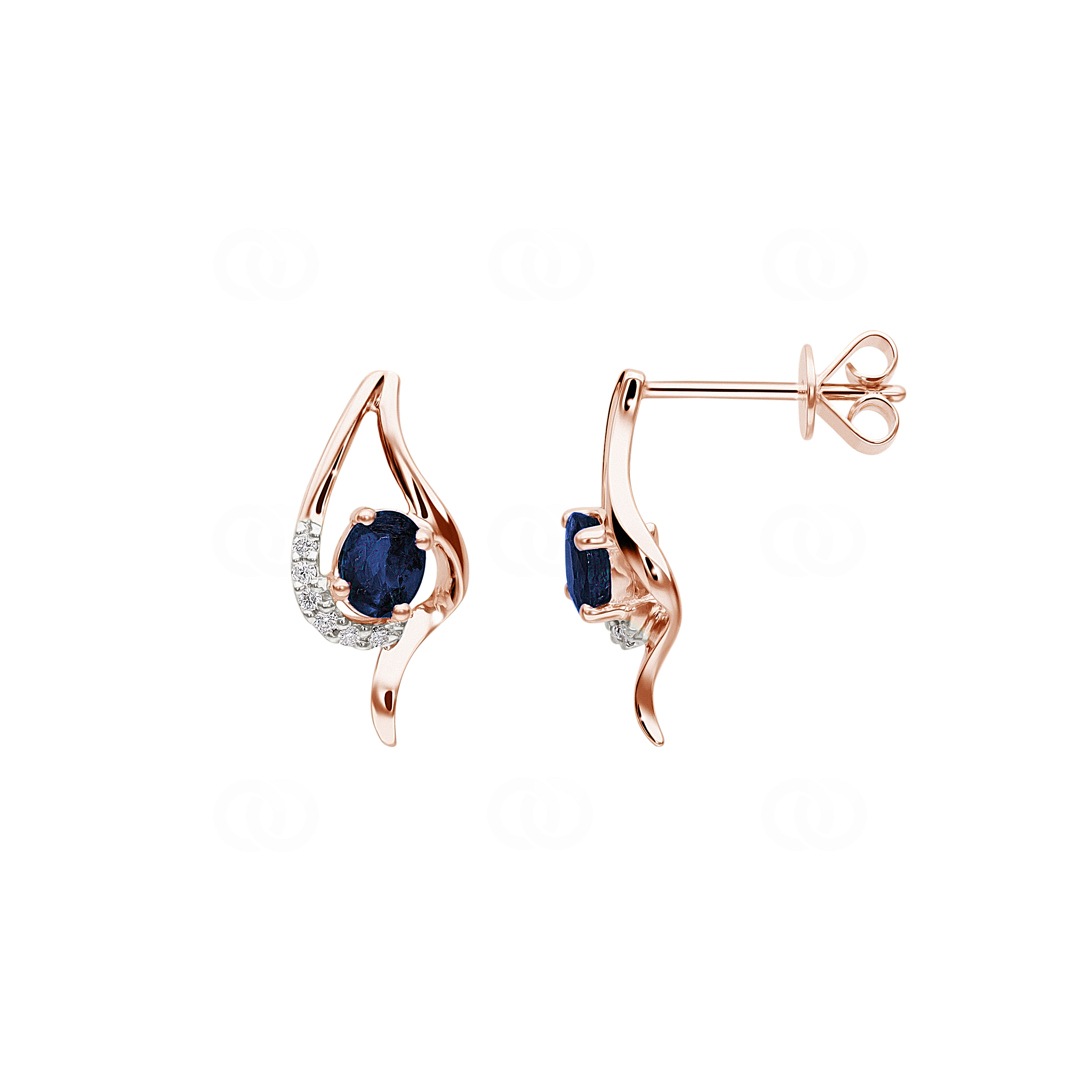Ohrstecker 750/18 K Roségold mit Saphiren & Diamanten 0.05 ct H/si