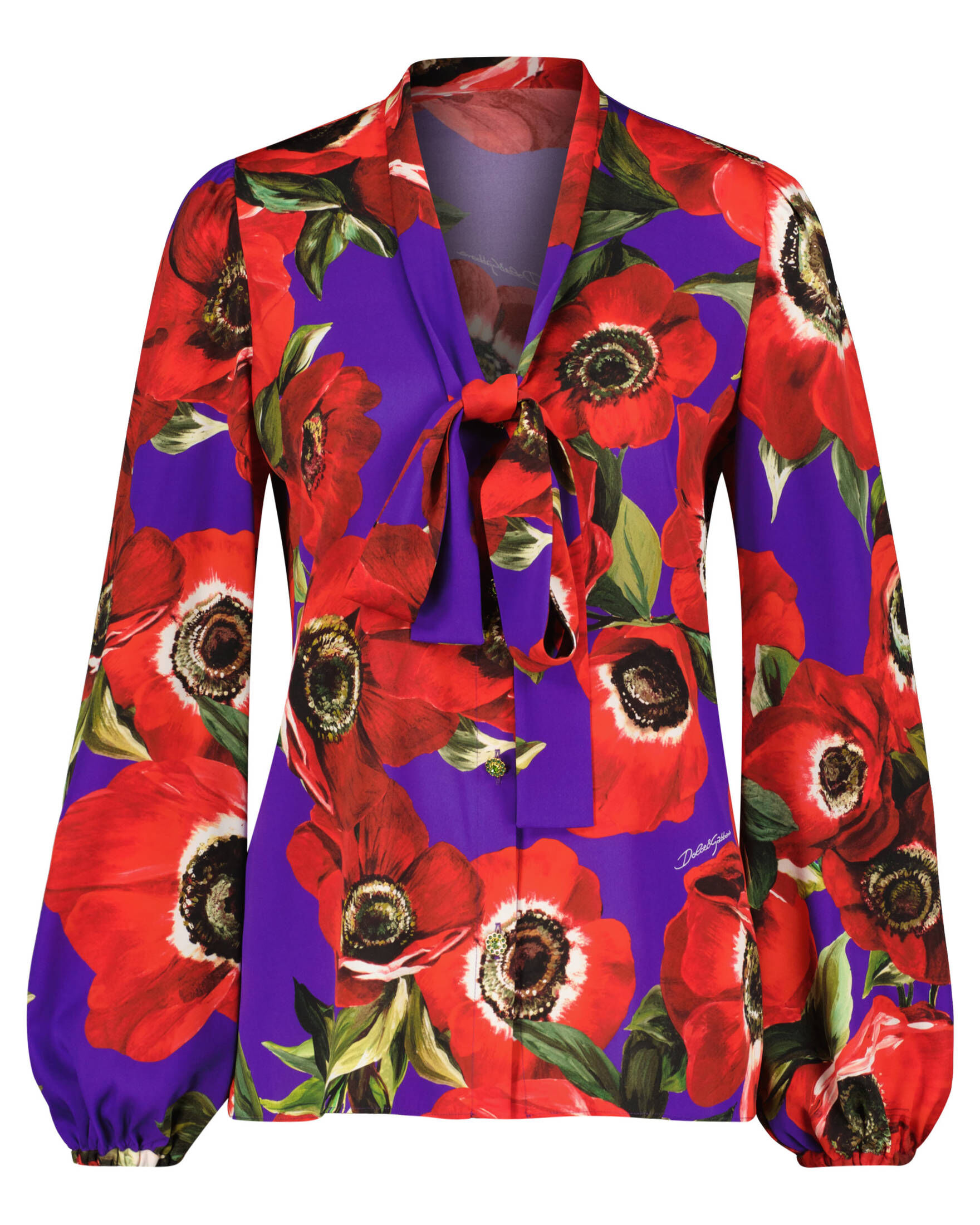 Dolce & Gabbana| Damen Schluppenbluse aus Seiden-Charmeuse