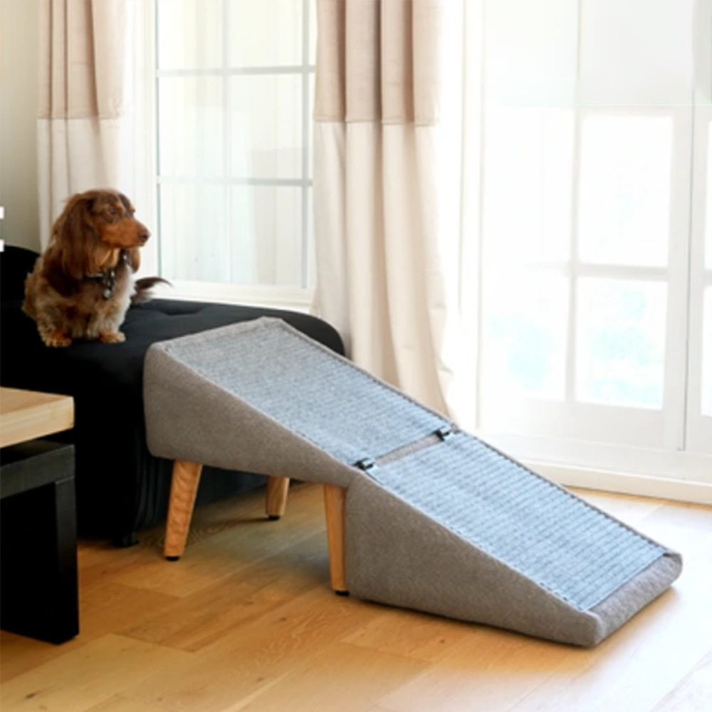 (69x35cm) 2in1 Haustier Rampe Faltbarer Hocker Hunde Leiter Anti-Rutsch Katzen Aufstiegshilfe für Sofa / Bett - Schwarz