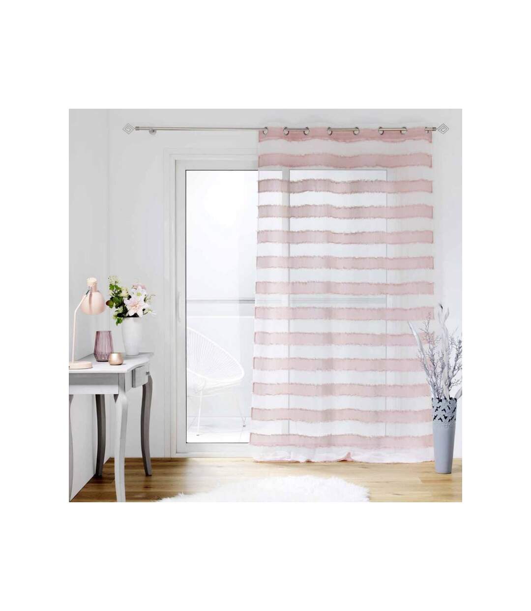 Rideau Voilage à Œillets Lalina 140x260cm Rose