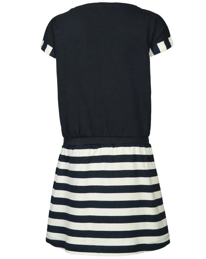 Kurzarm-Kleid IN THE DEEP gestreift mit Wendepailletten in dunkelblau/weiß