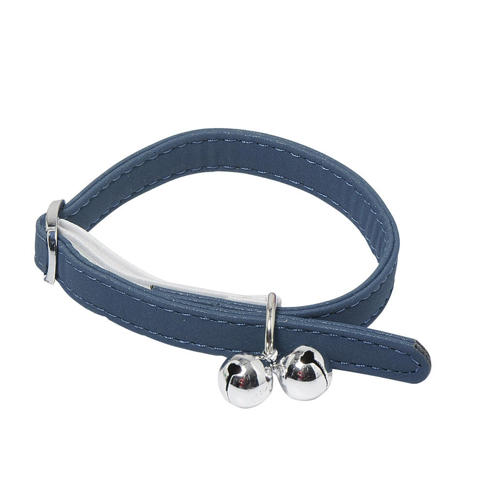 Collier pour chat avec grelot bleu gris argenté