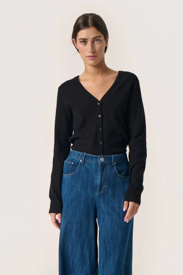 Soaked in Luxury SLPina V-Neck Cardigan Black