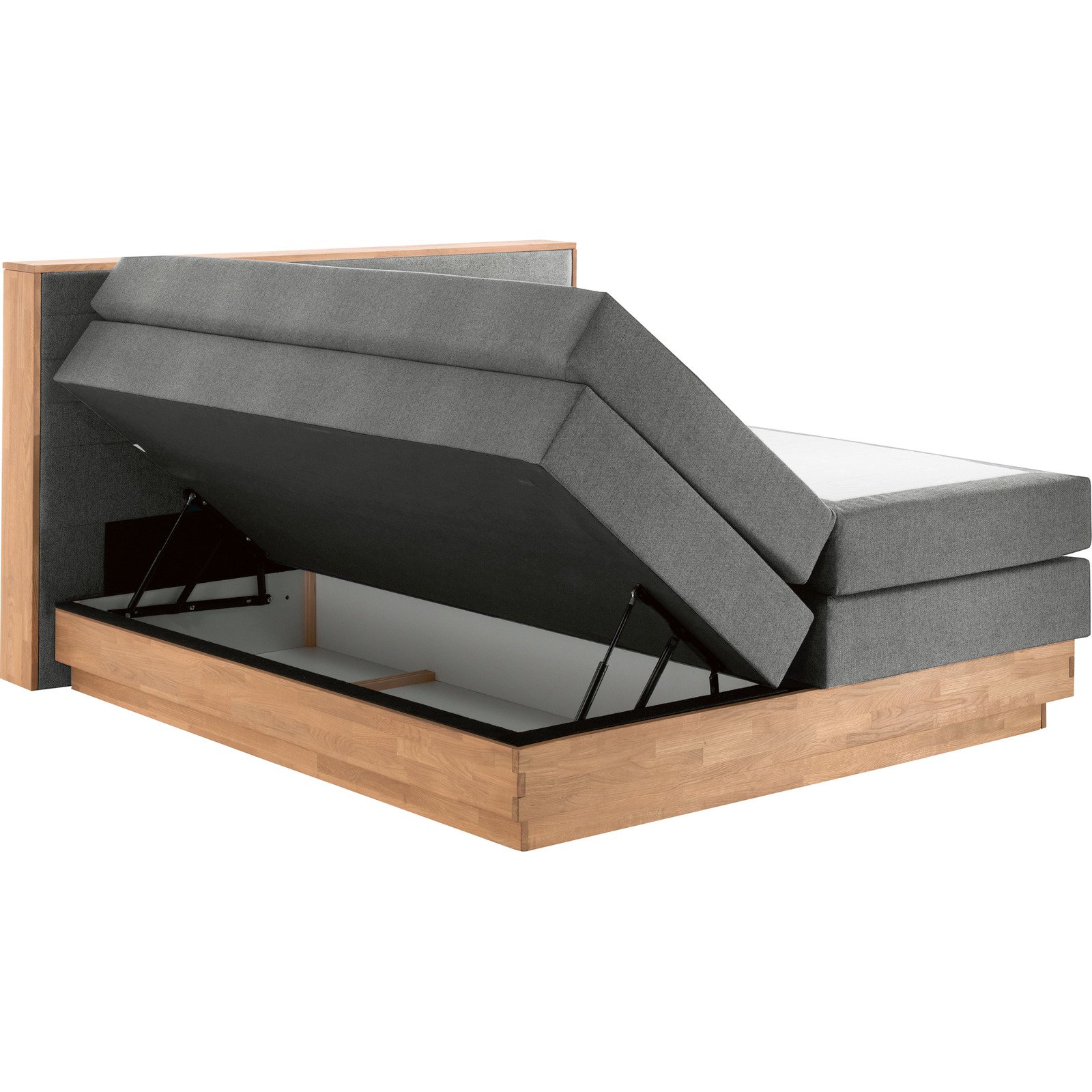 Boxspringbett Mila Eiche Massiv 160 x 200 cm, anthrazit
