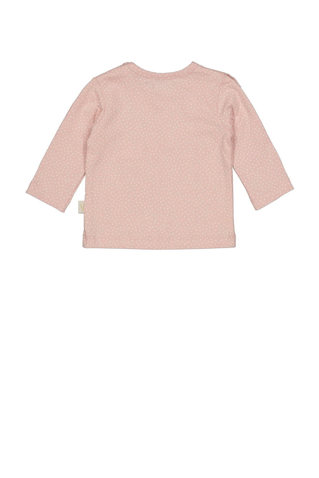 LEVV baby basic longsleeve LNINANOS met stippen en ruches zachtroze/wit