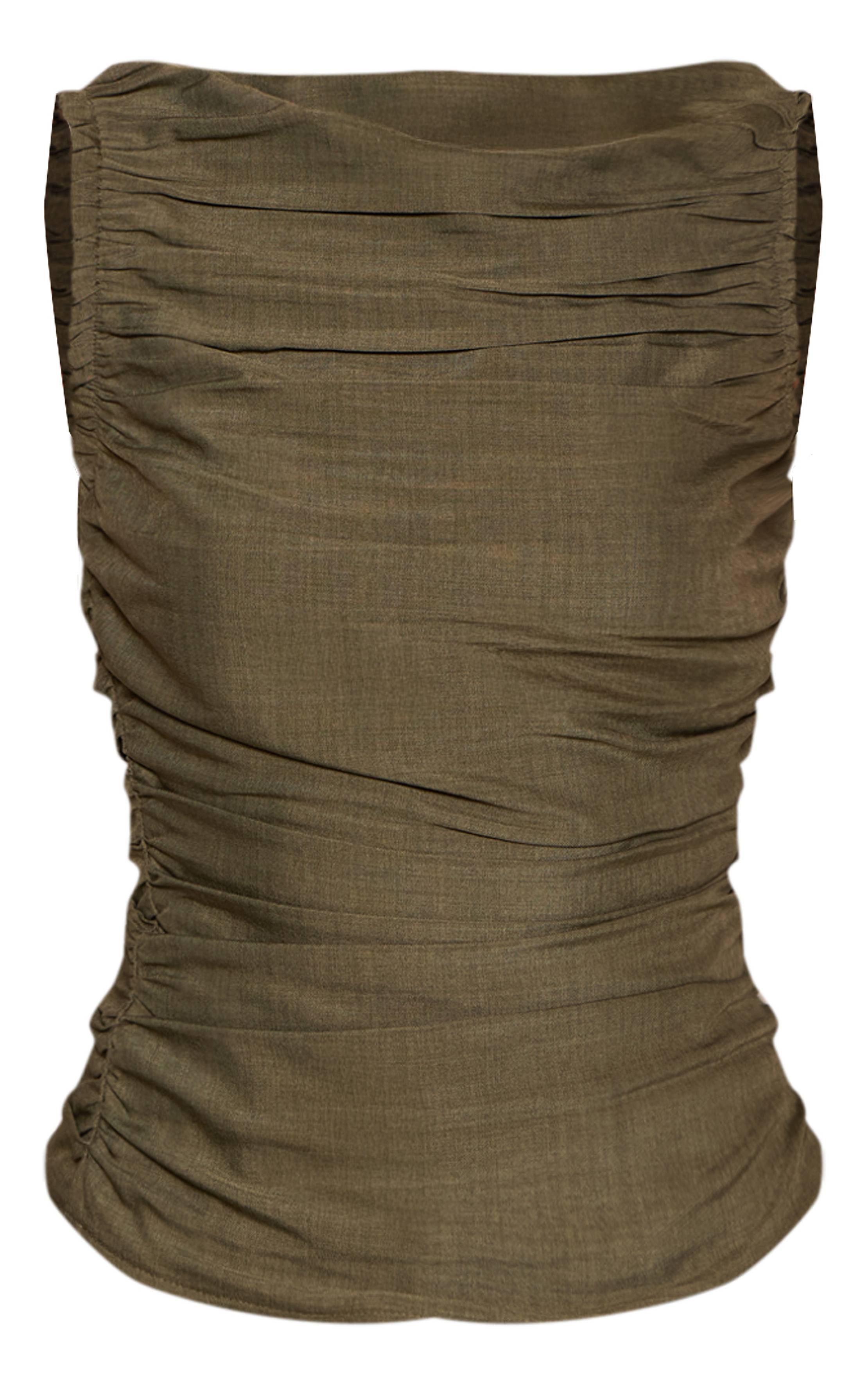 Top Sans Manches En Tissu Tissé Avec Détail Froncé