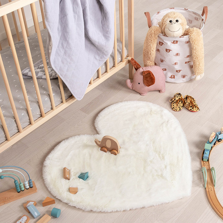 Kindervloerkleed - Huggy Hart Wit | Super fluffy!