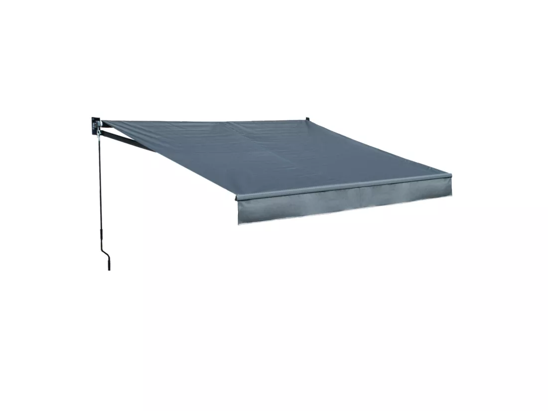 Store banne SAULE 2,95 × 2,5m - Toile anthracite et structure grise - HAPPY GARDEN