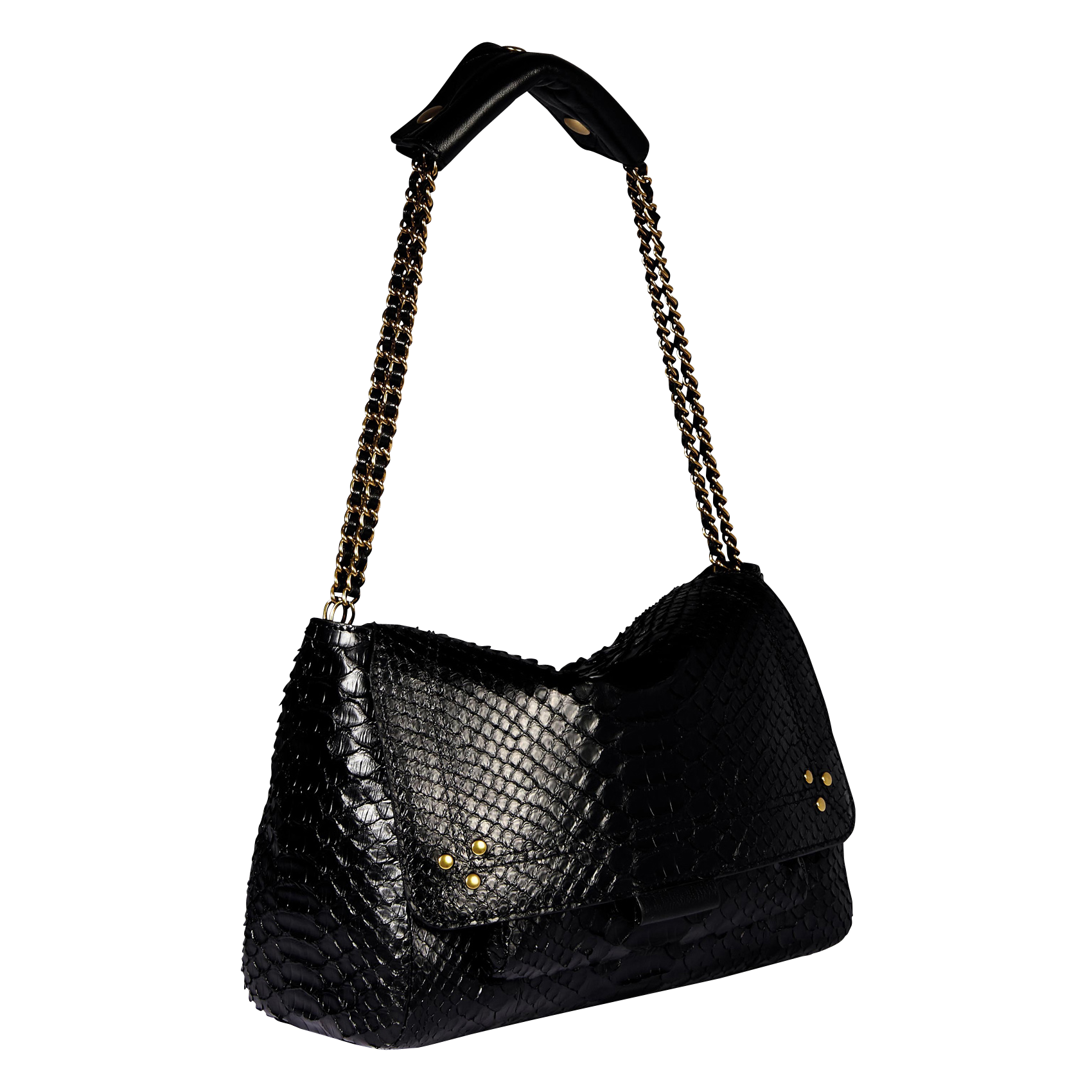 LULU M - Sac bandoulière en python et cuir | Noir