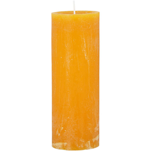 Blokker Rustieke Kaars - 7x19 cm - Mosterdgeel