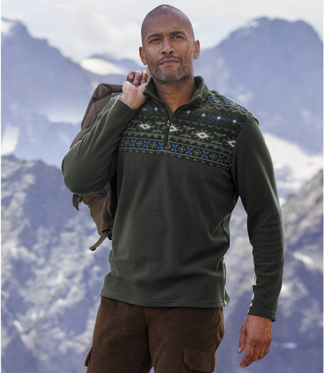 Pull Polaire Col Zippé Motifs Jacquard