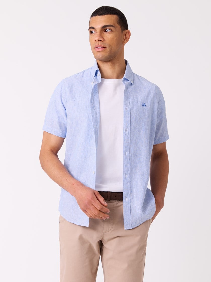 Dillon stripet linskjorte - Regular fit Nautical Blue