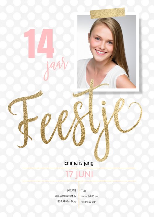 Feestuitnodiging tiener met foto