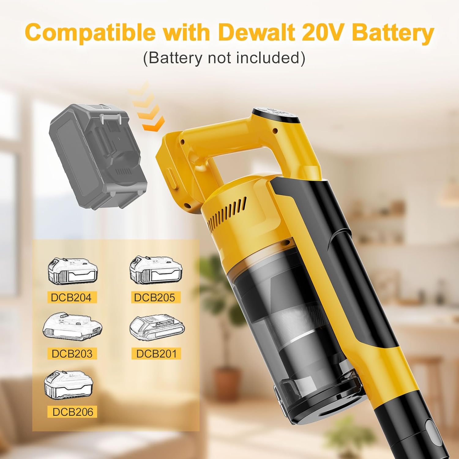 Akku Staubsauger 60000Pa/700W/70Min Kompatibel Für Dewalt Akku(Batterie Nicht enthalten), Staubsauger Kabellos mit Smart Display, Antiverwicklung staubsauger Wandmontage, für Hartböden Tierhaare