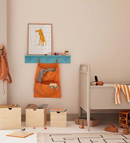Kids Concept Regal m. Haken - 60x10 cm - Holz - Türkis