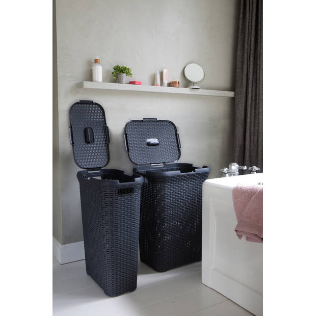Curver Style Wasmand met Deksel - 40L - Antraciet