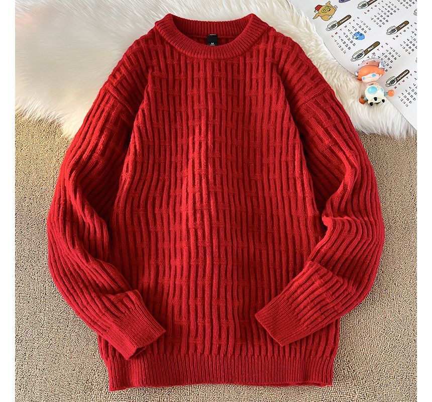 Dandyluxe - Effen oversized trui met ronde hals