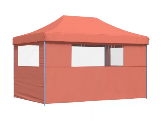 Tente de réception pliable escamotable avec 3 parois latérales