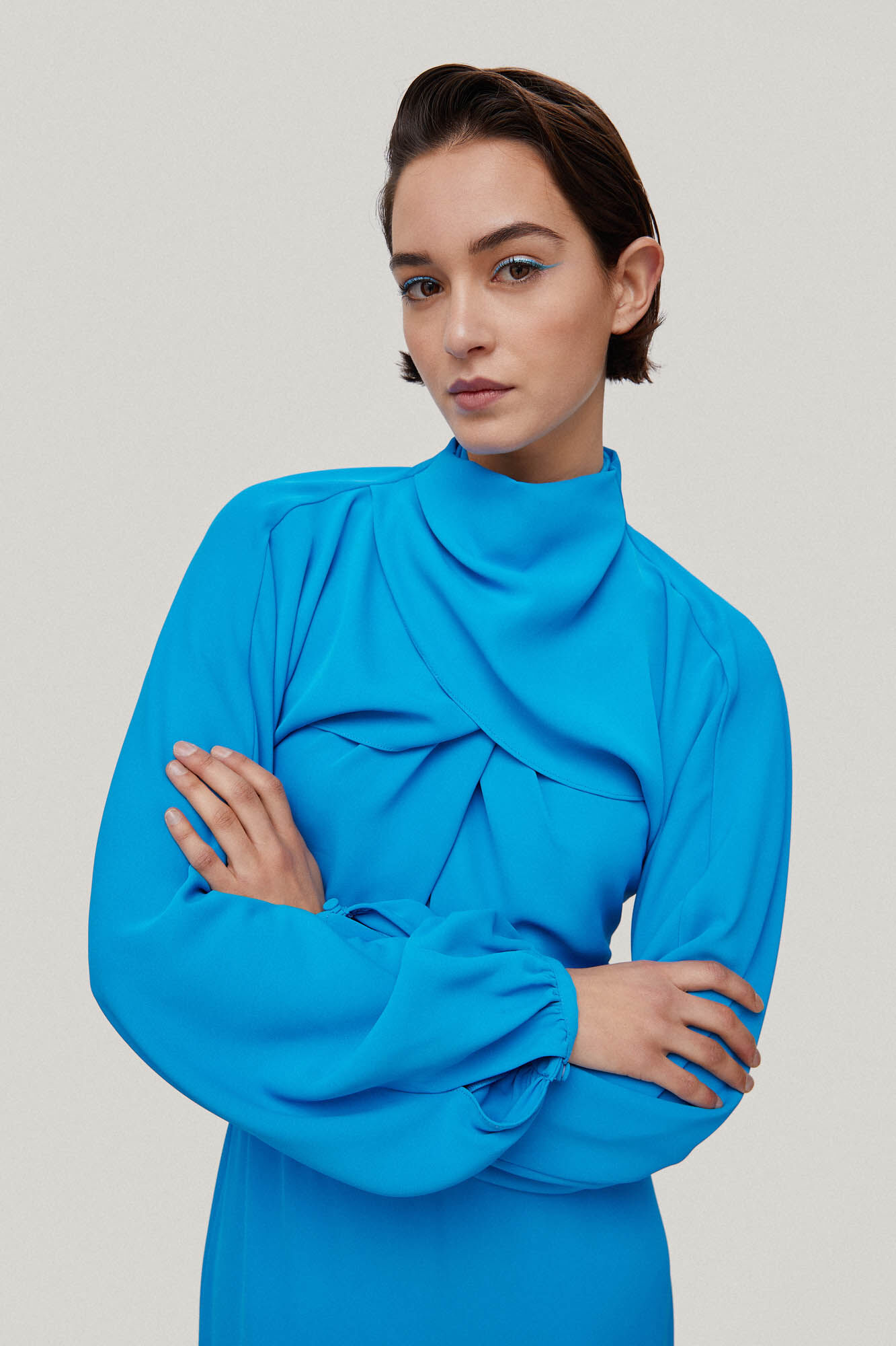 Sofia com mangas bufantes - Azul