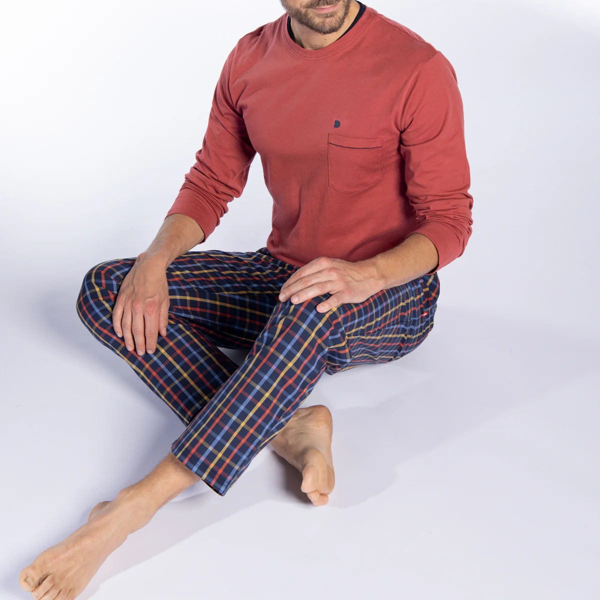 Pyjama homme VIVRE rouge/carreaux