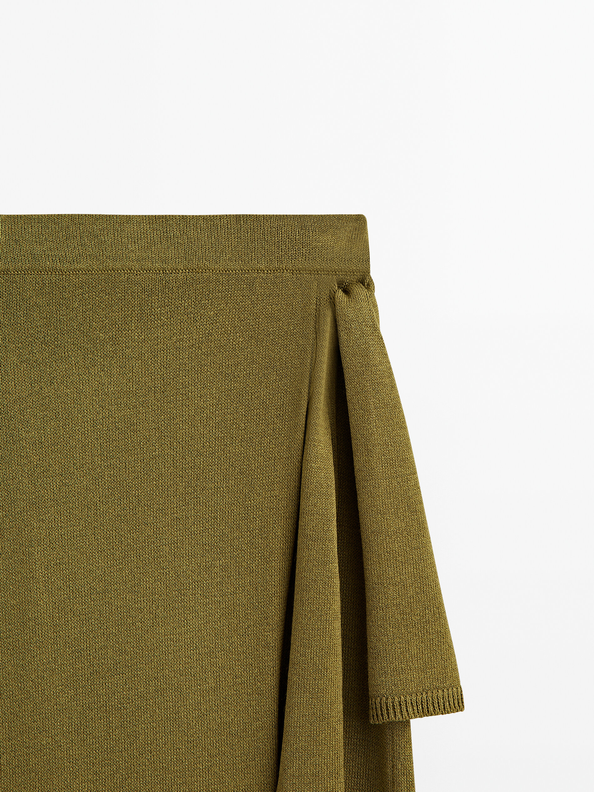 Saia de tricô com nó lateral - OLIVE