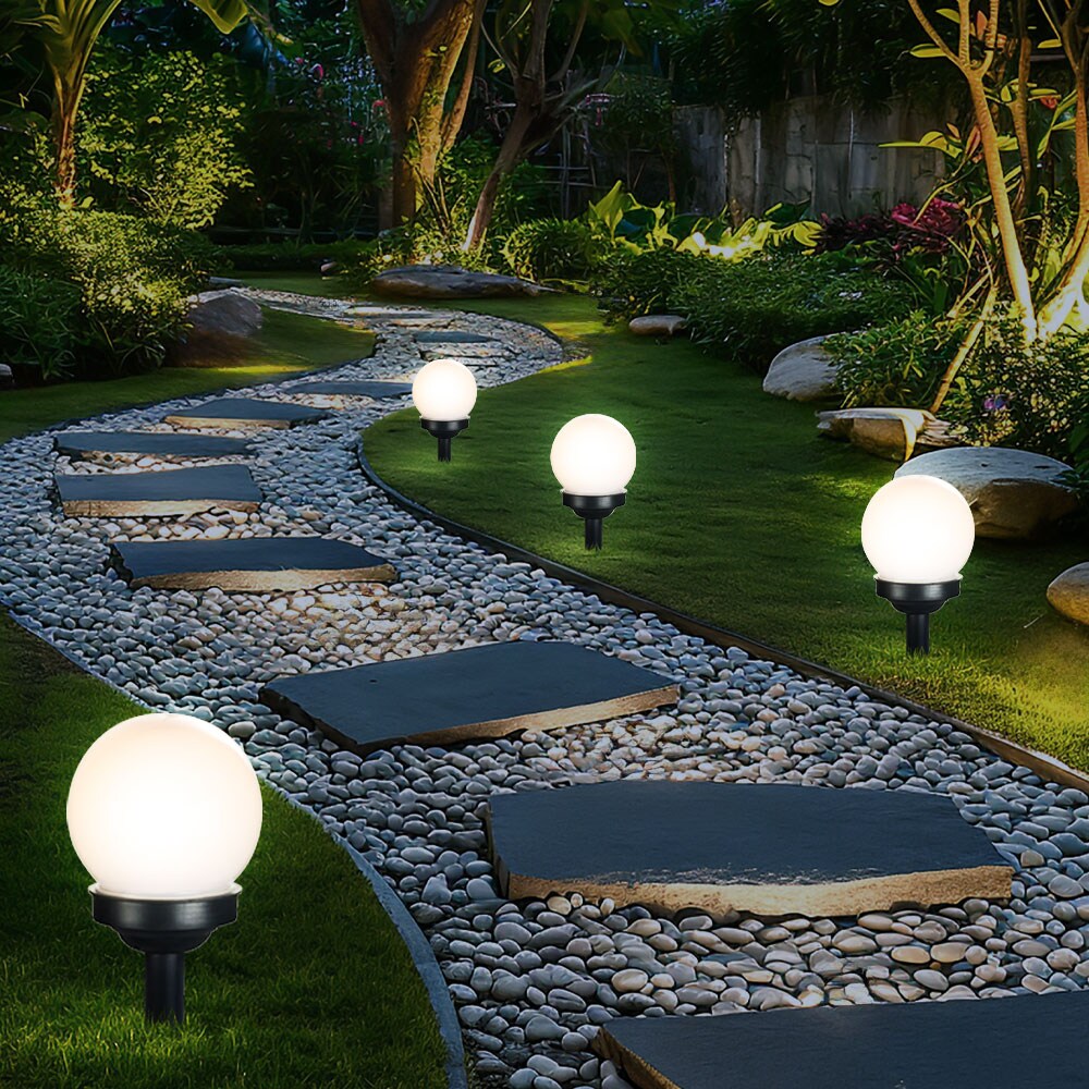 9er Set LED Solar Stecklampen , Kugel Design, H 34 cm