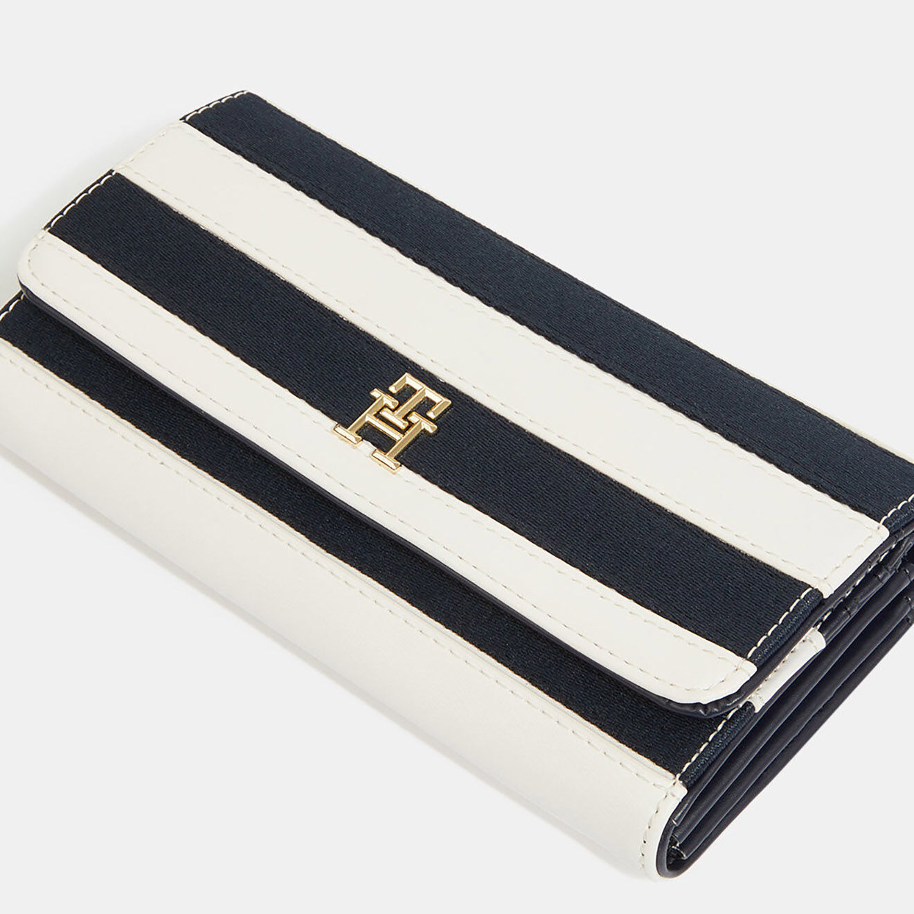 Tommy Hilfiger Portefeuille Iconic large rayé bleu marine/blanc - 10,5x19 cm