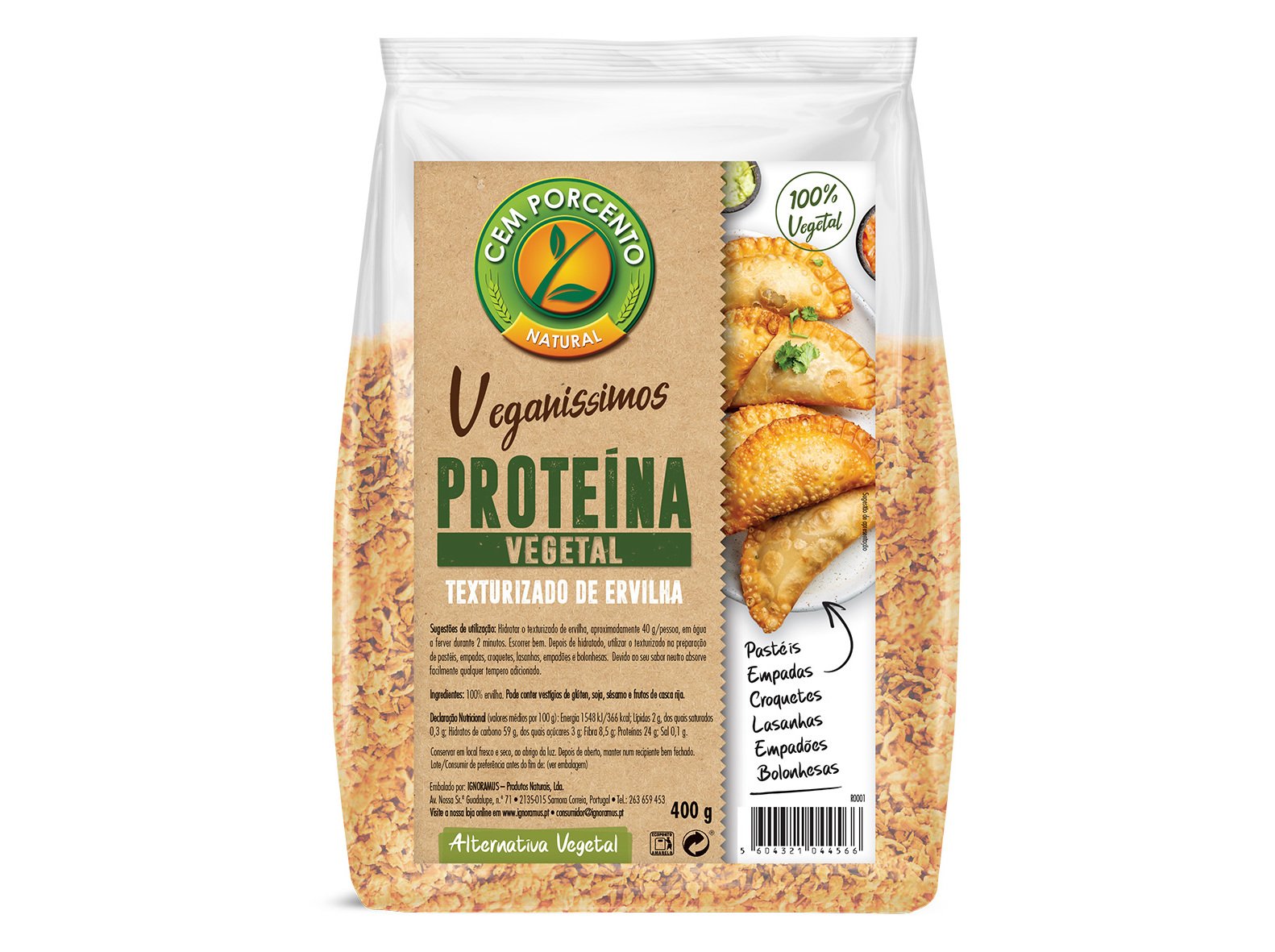 PROTEÍNA TEXTURIZADA CEM PORCENTO ERVILHA 400G