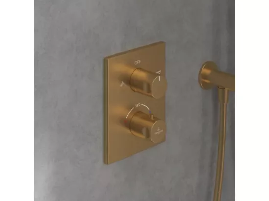 Mitigeur thermostatique encastré 2 voies VILLEROY ET BOCH Universal rectangle Or brossé