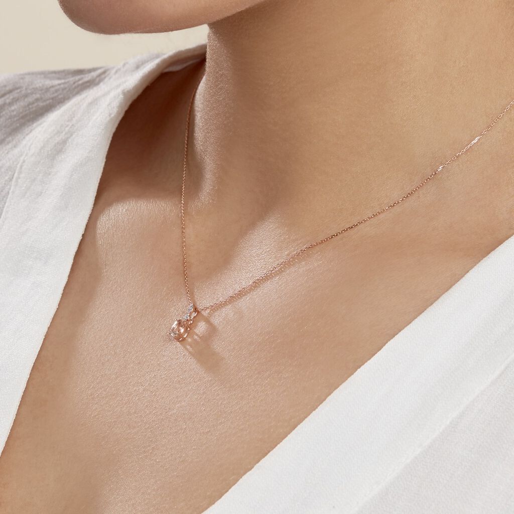 Collier Antonia Or Rose Morganite Et Oxyde De Zirconium
